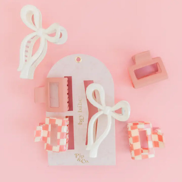 Bow & Checkered Claw Clips