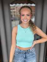 Chevron High Neck Crop Top