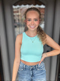 Chevron High Neck Crop Top