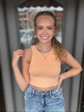 Chevron High Neck Crop Top