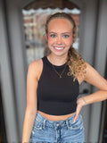 Chevron High Neck Crop Top