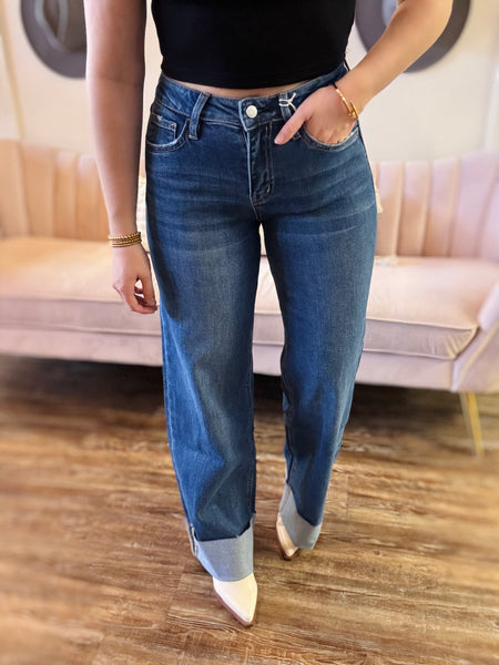 Vervet HR Cuffed Wide Jeans